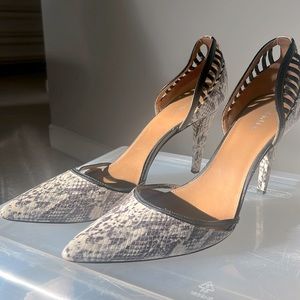 Calvin Klein Black & White Snakeskin Pumps